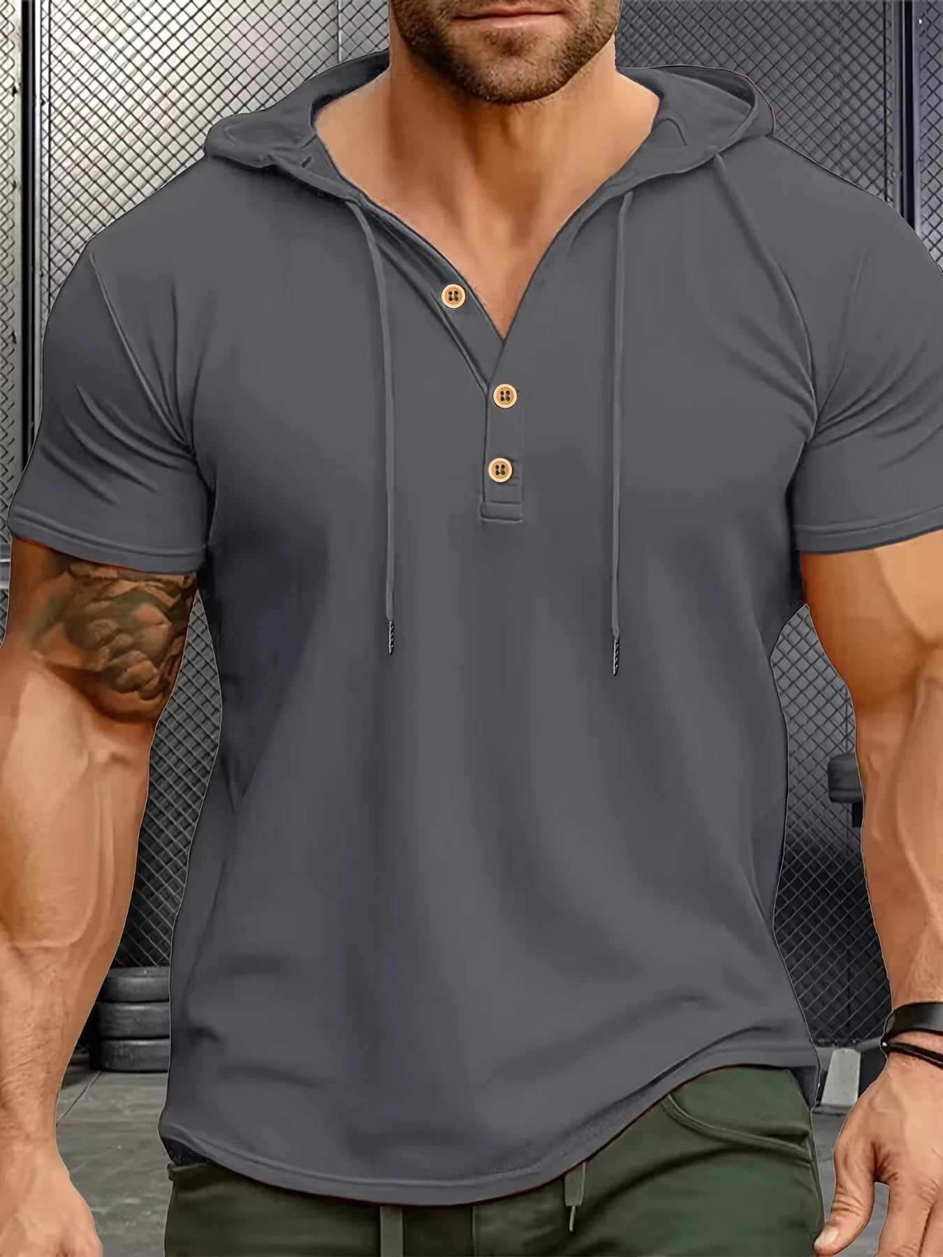Men's T Shirt Summer Slim Fitness Hooded Short-Sleeved Tees Male Lightweight Hoodie Fitness Breathable Sports Tops by AliShop