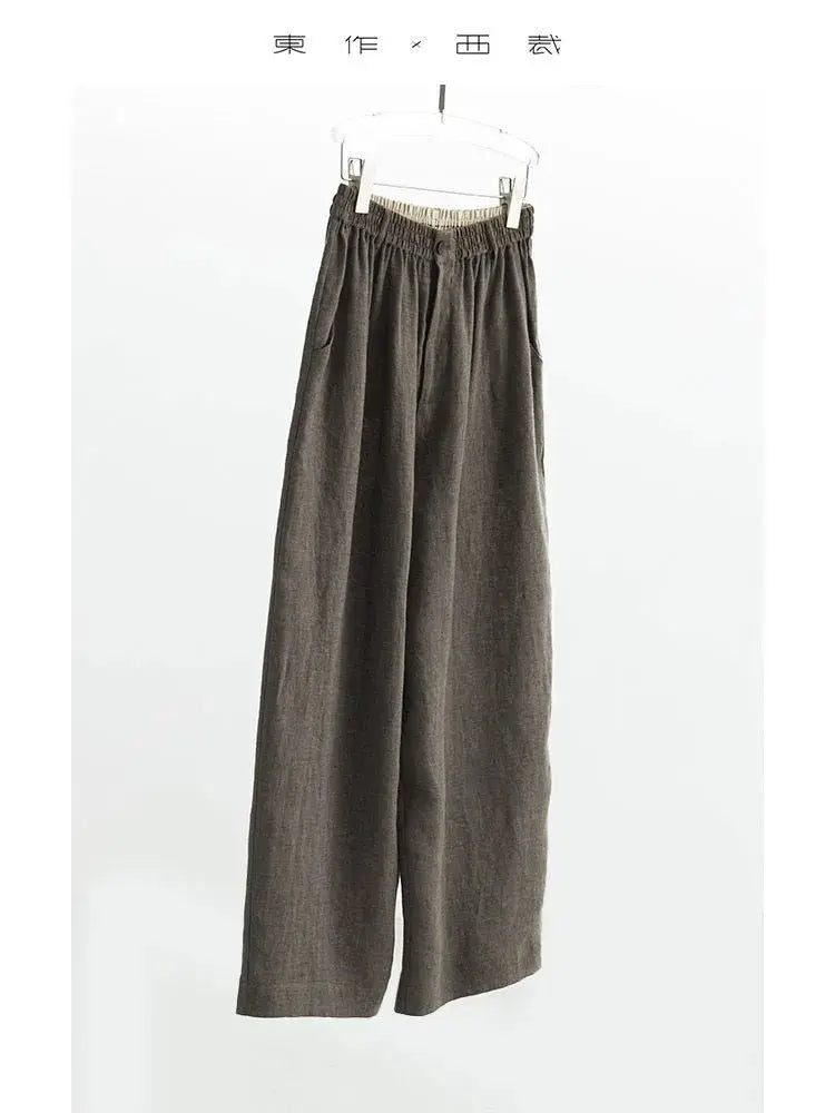 21 Count Ramie Elastic Waist Plus Size Casual Pants Loose Linen Women's Trousers 2026 Spring/Summer Women's Fashion by AliShop