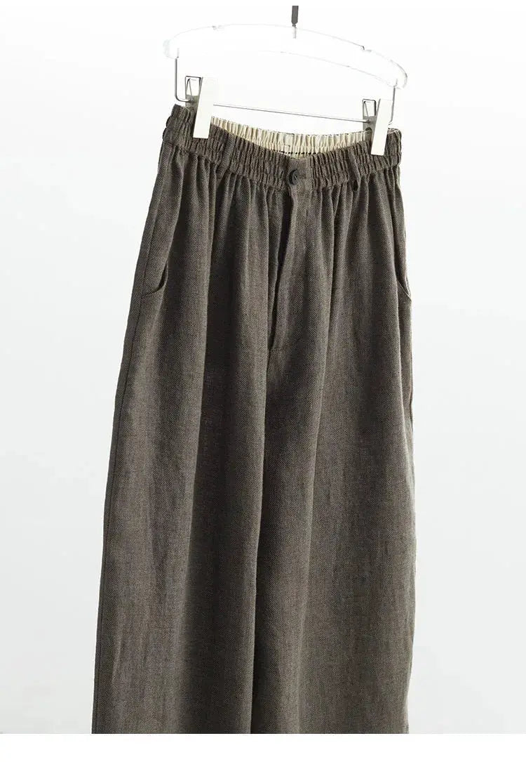 21 Count Ramie Elastic Waist Plus Size Casual Pants Loose Linen Women's Trousers 2026 Spring/Summer Women's Fashion by AliShop
