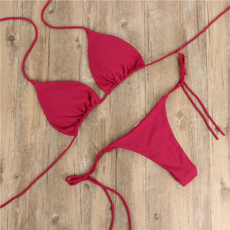 Women Triangle Bikini Set Halter Tie-Up Two Piece Swimsuit Thong Bottom Bathing Suit Beachwear by AliShop