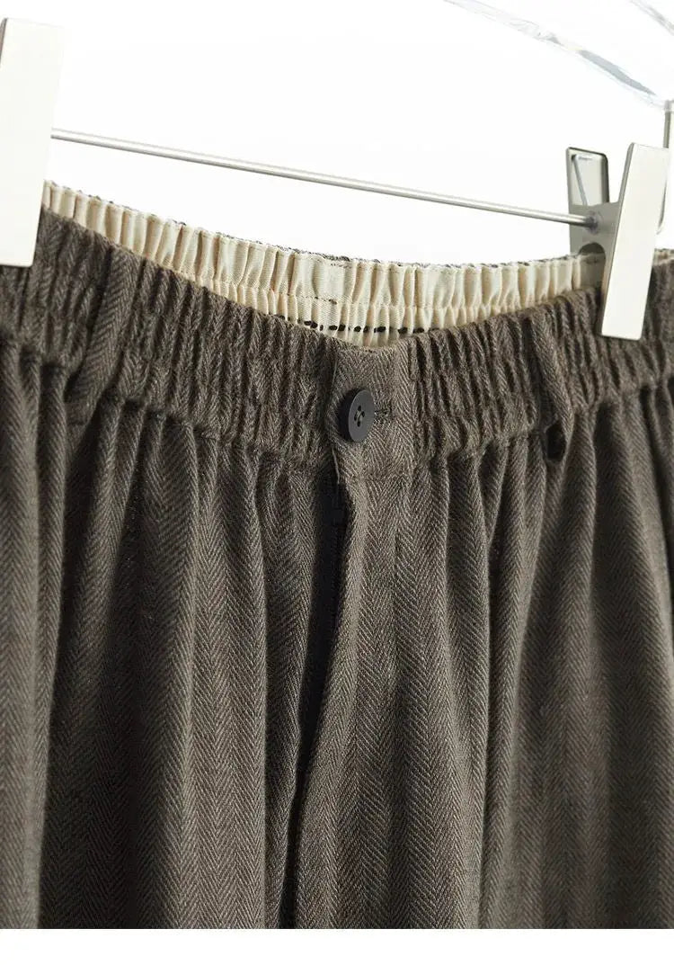 21 Count Ramie Elastic Waist Plus Size Casual Pants Loose Linen Women's Trousers 2026 Spring/Summer Women's Fashion by AliShop