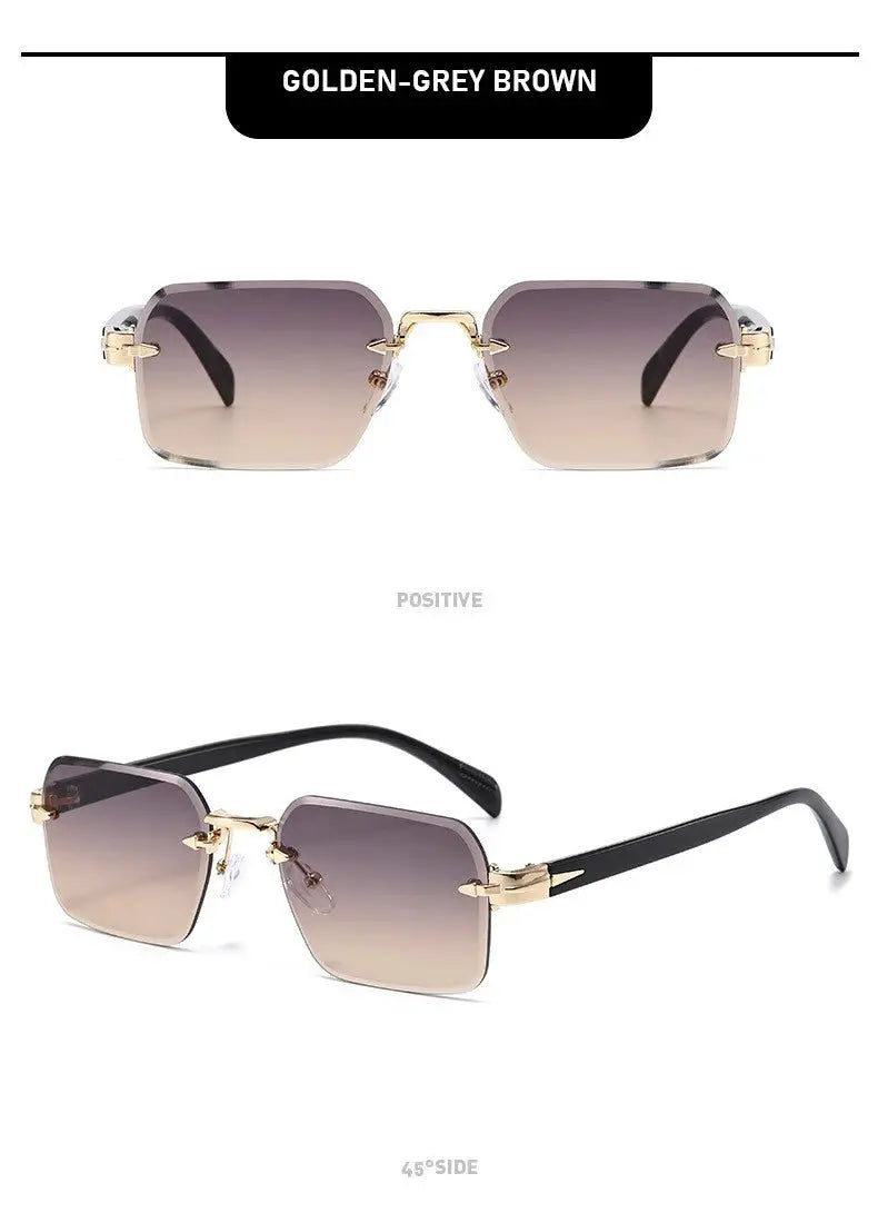 Luxury Rimless Sunglasses, Metal Hinge Exquisite Craftsmanship, Gradient Lenses Sun Protection Sunglasses 823 by AliShop