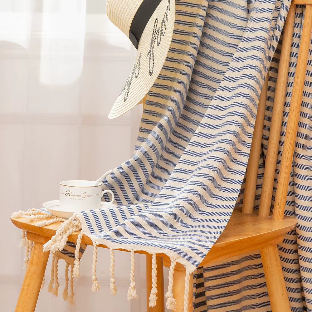 YEUZLI COTTON Hot Sale luxury Striped Tassel 100% cotton sauna spa bath towel For Home 100*180CM Travel Turkish Large beach towel by AliShop