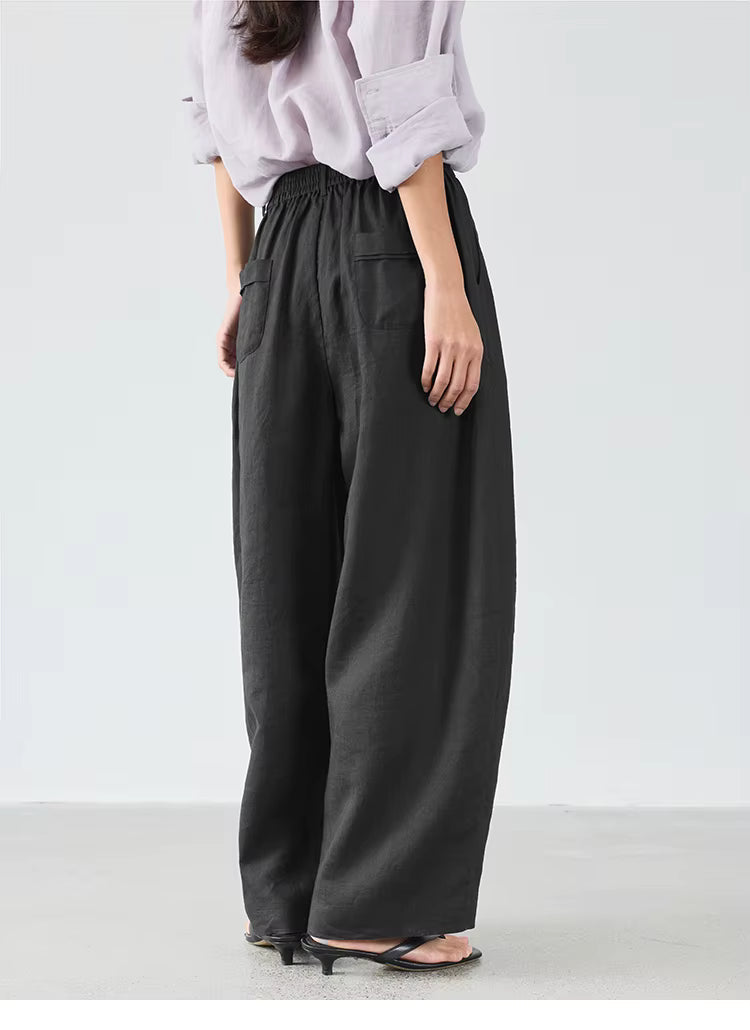 21 Count Ramie Elastic Waist Plus Size Casual Pants Loose Linen Women's Trousers 2026 Spring/Summer Women's Fashion by AliShop