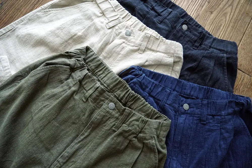 Sauce Zhan Men Pants Ramie Pants Men Summer Breathable Casual Pants Ankle-length Loose Fit Taper Leg by AliShop