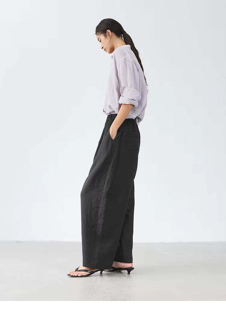 21 Count Ramie Elastic Waist Plus Size Casual Pants Loose Linen Women's Trousers 2026 Spring/Summer Women's Fashion by AliShop