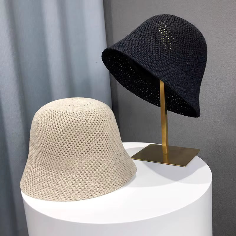 New Summer Beach Solid Wide Brim Bucket Hat For Women Hollow Breathable Sunshade Outdoor Girls Travel Panam Fisherman Cap Gift by AliShop
