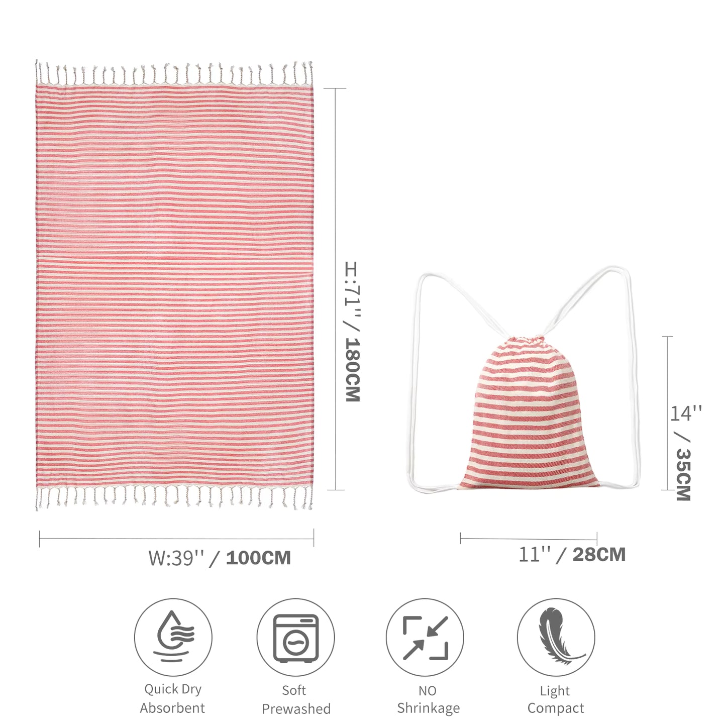 YEUZLI COTTON Hot Sale luxury Striped Tassel 100% cotton sauna spa bath towel For Home 100*180CM Travel Turkish Large beach towel by AliShop
