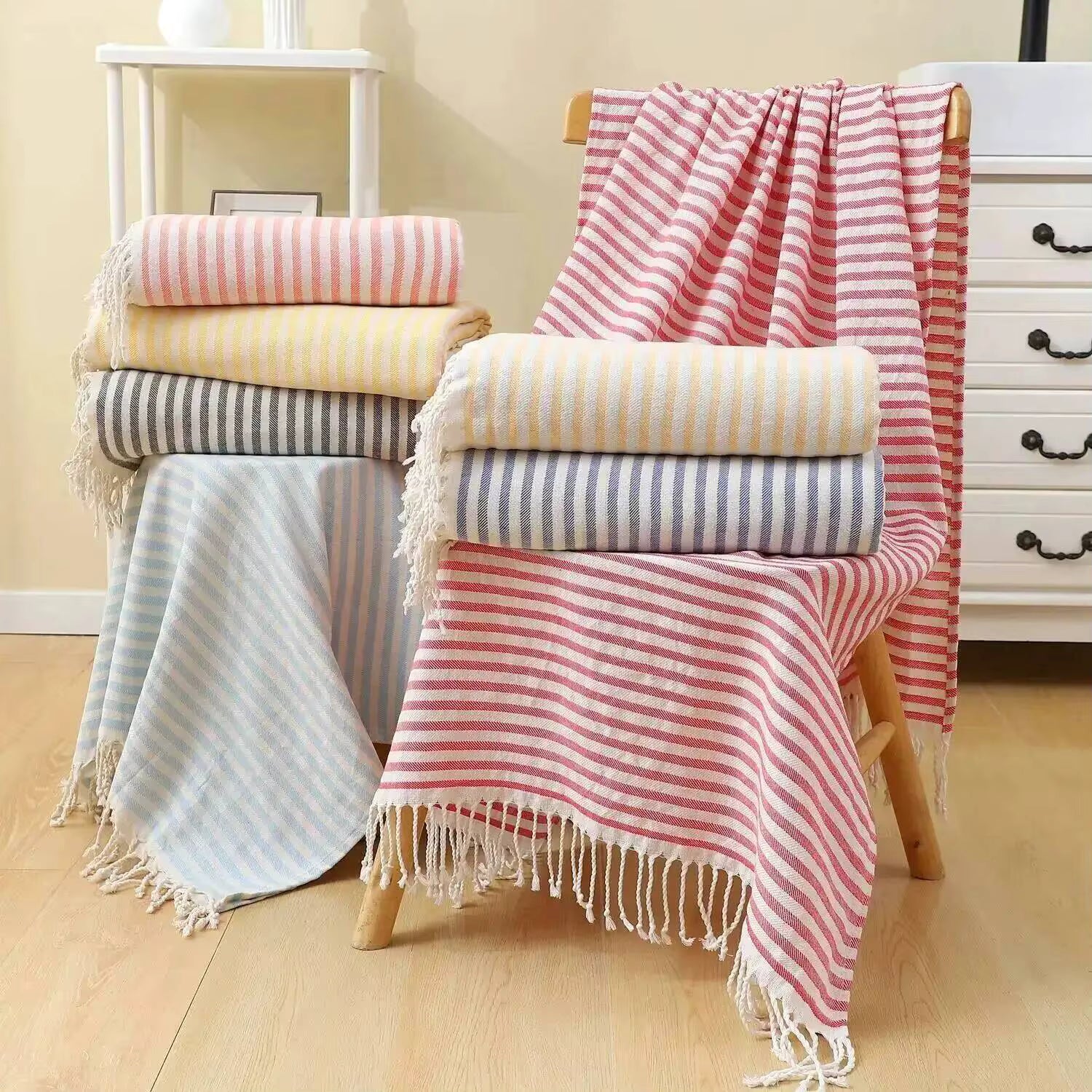100x180CM Cotton Turkish Beach Towel Sauna Spa Gym Sports Fitness Fringed Bath Towel Shawl Scarf Sang Travel Blanket by AliShop