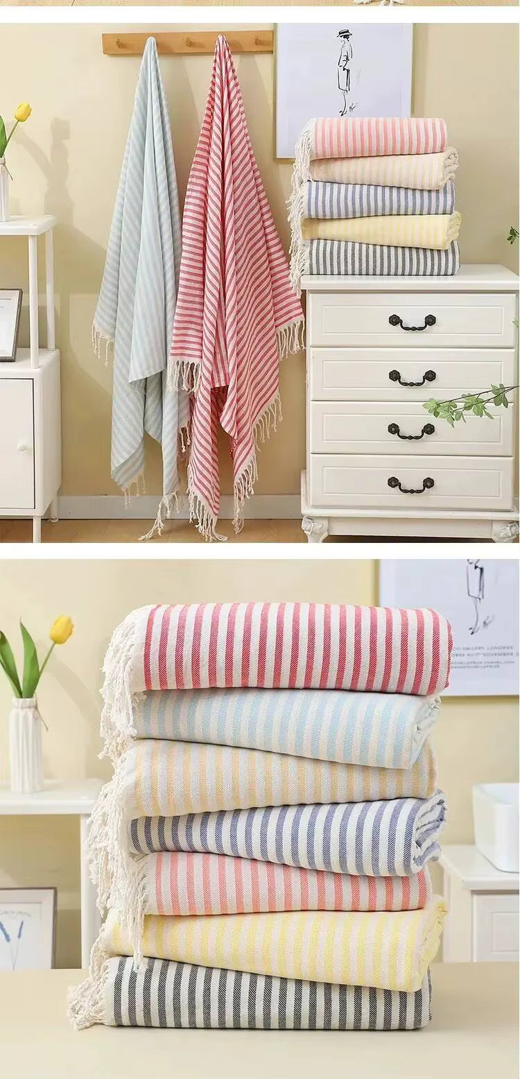 100x180CM Cotton Turkish Beach Towel Sauna Spa Gym Sports Fitness Fringed Bath Towel Shawl Scarf Sang Travel Blanket by AliShop