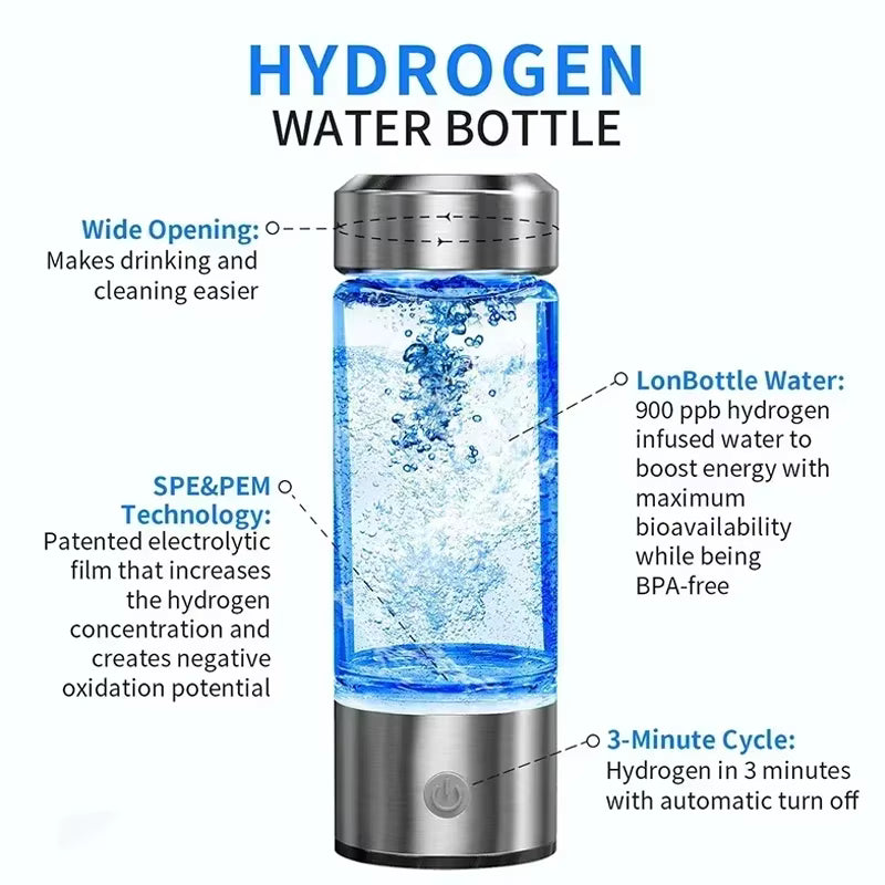 Hydrogen-Rich Water Cup Electric Hydrogen Rich Water Generator Bottle Titanium Quality Filter Portable Antioxidant Lonizer 420ml by AliShop