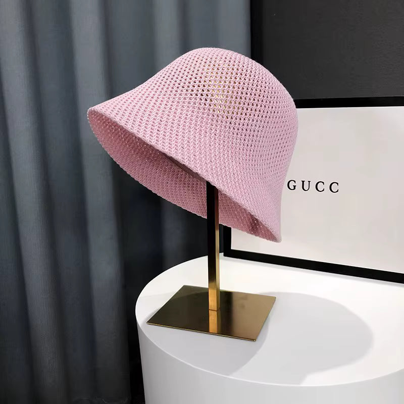 New Summer Beach Solid Wide Brim Bucket Hat For Women Hollow Breathable Sunshade Outdoor Girls Travel Panam Fisherman Cap Gift by AliShop