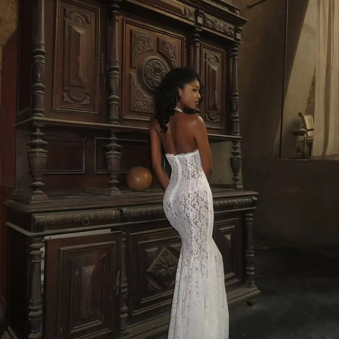 Sexy White Lace Hollow-out Halter Dress Women Chic Sleeveless Off-shoulder Backless Maxi Dresses 2026 Lady Vacation Beach Gowns by AliShop