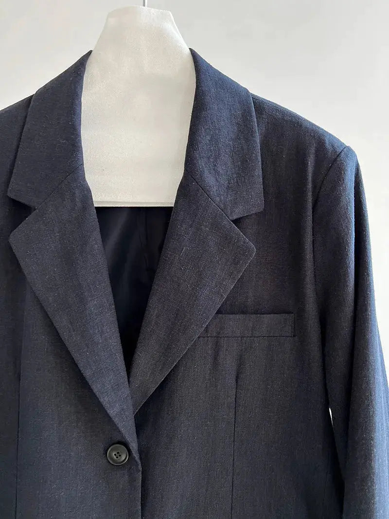 Linen Blazer For Women 2025 Spring Cotton-linen Suit + Pants Set Sold Separately by AliShop