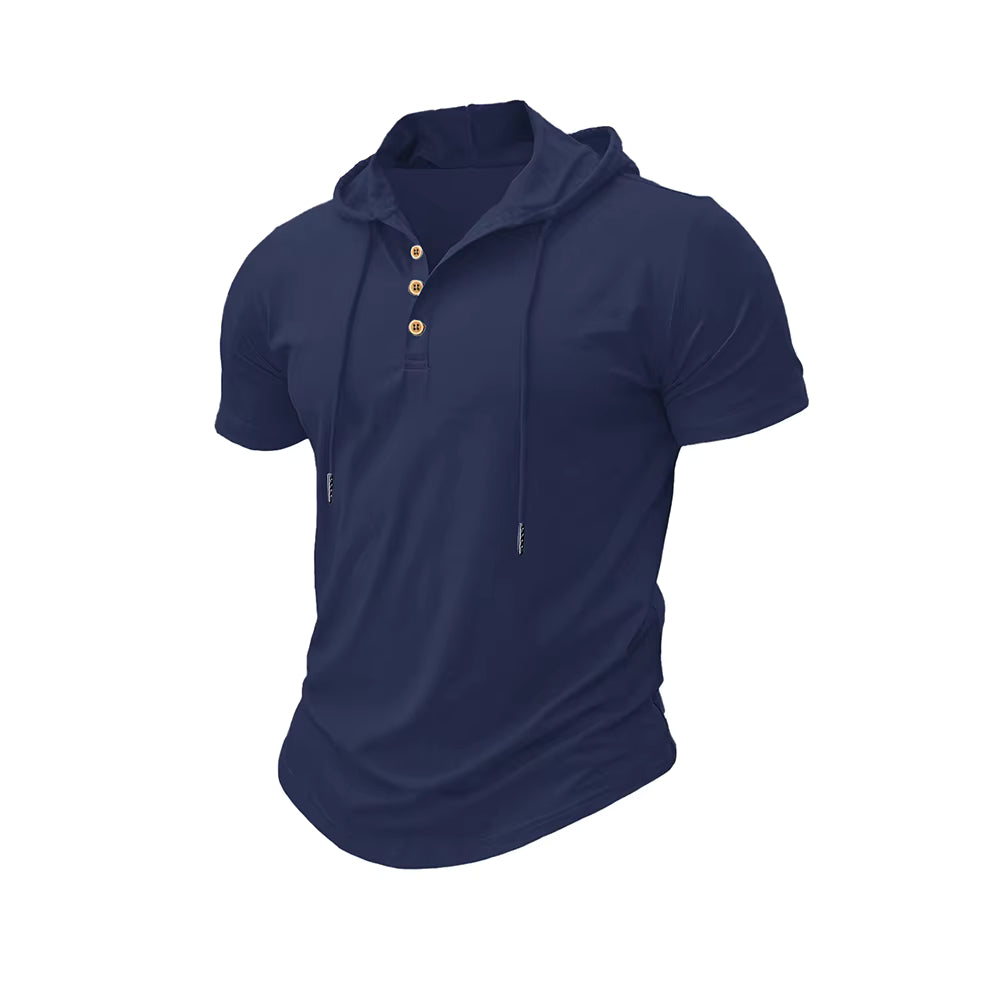 Men's T Shirt Summer Slim Fitness Hooded Short-Sleeved Tees Male Lightweight Hoodie Fitness Breathable Sports Tops by AliShop