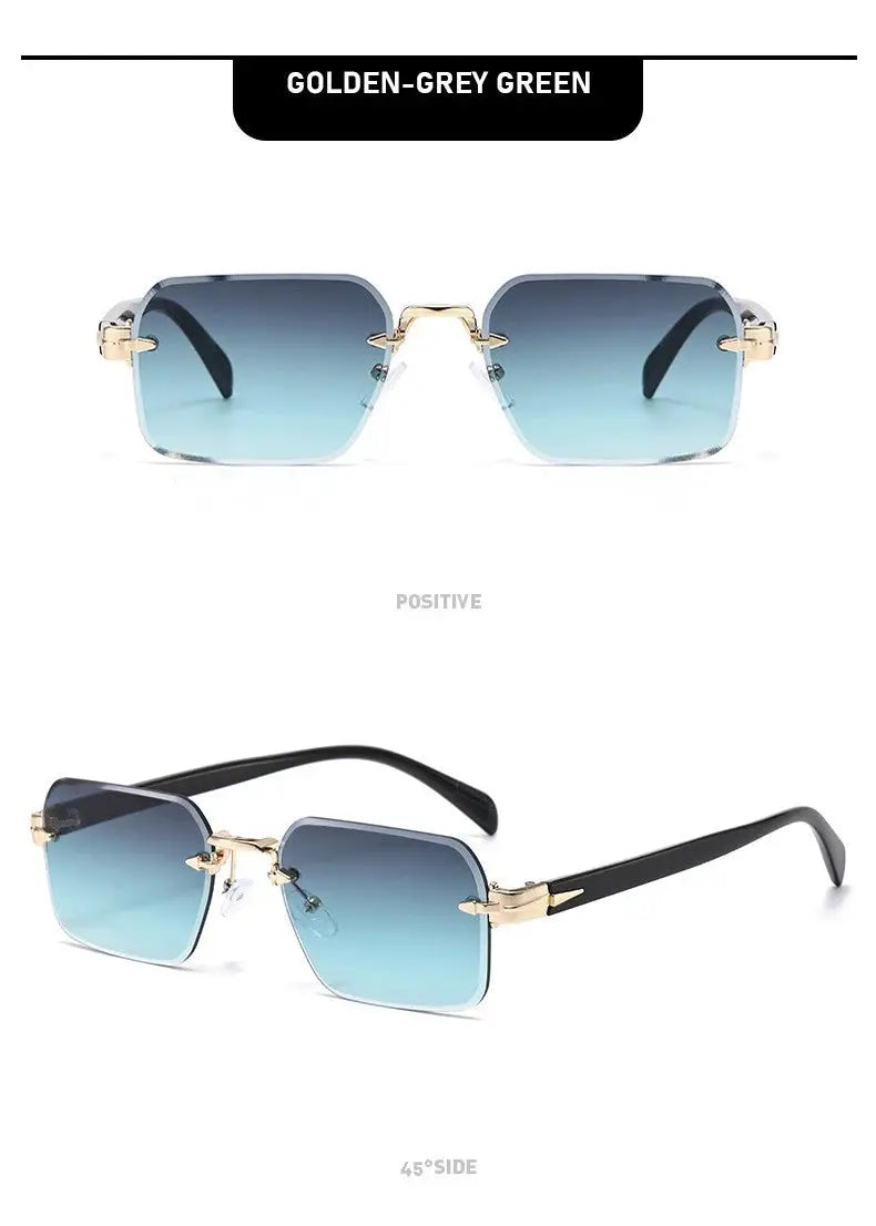 Luxury Rimless Sunglasses, Metal Hinge Exquisite Craftsmanship, Gradient Lenses Sun Protection Sunglasses 823 by AliShop