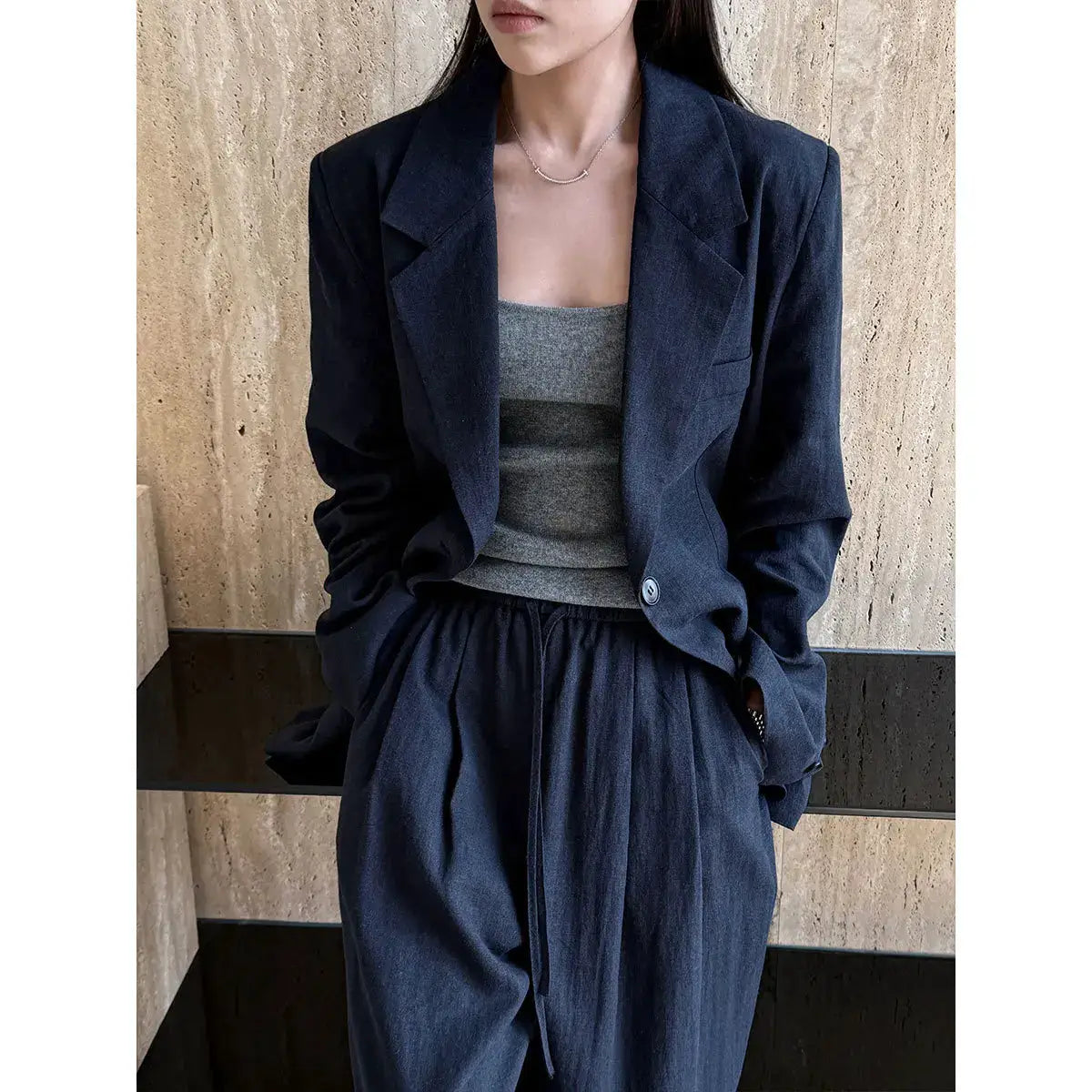 Linen Blazer For Women 2025 Spring Cotton-linen Suit + Pants Set Sold Separately by AliShop