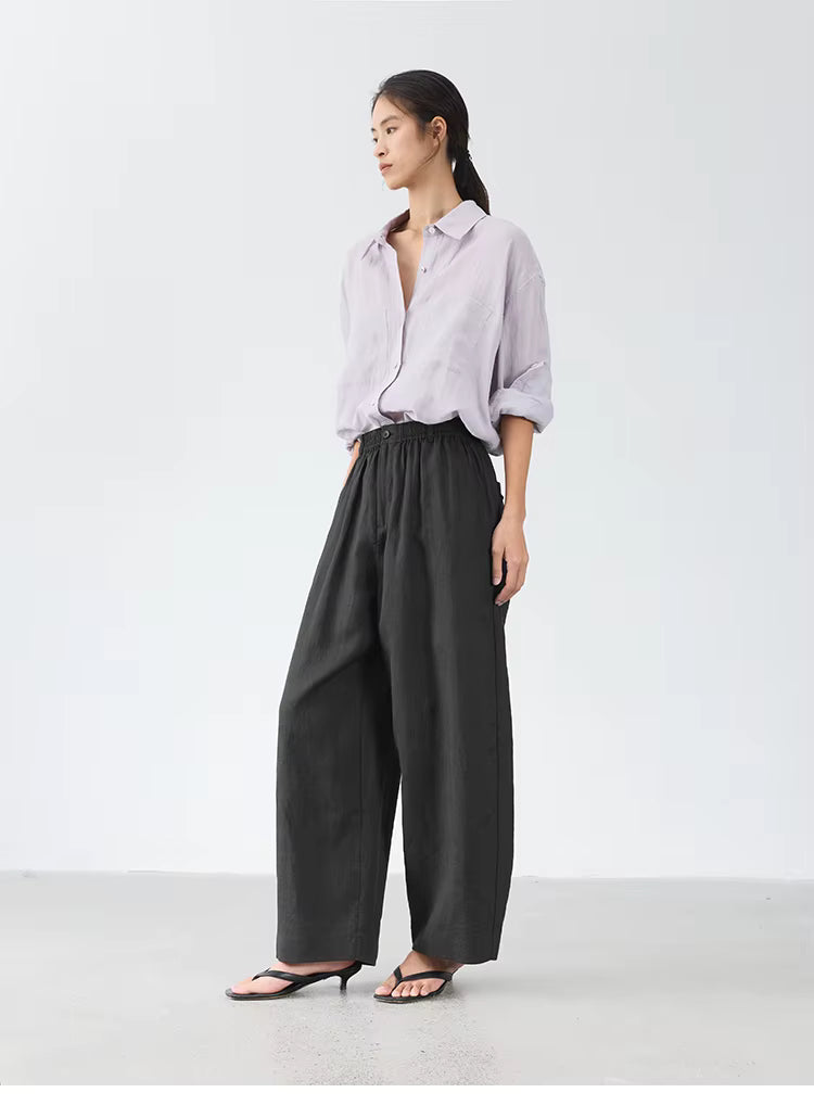 21 Count Ramie Elastic Waist Plus Size Casual Pants Loose Linen Women's Trousers 2026 Spring/Summer Women's Fashion by AliShop