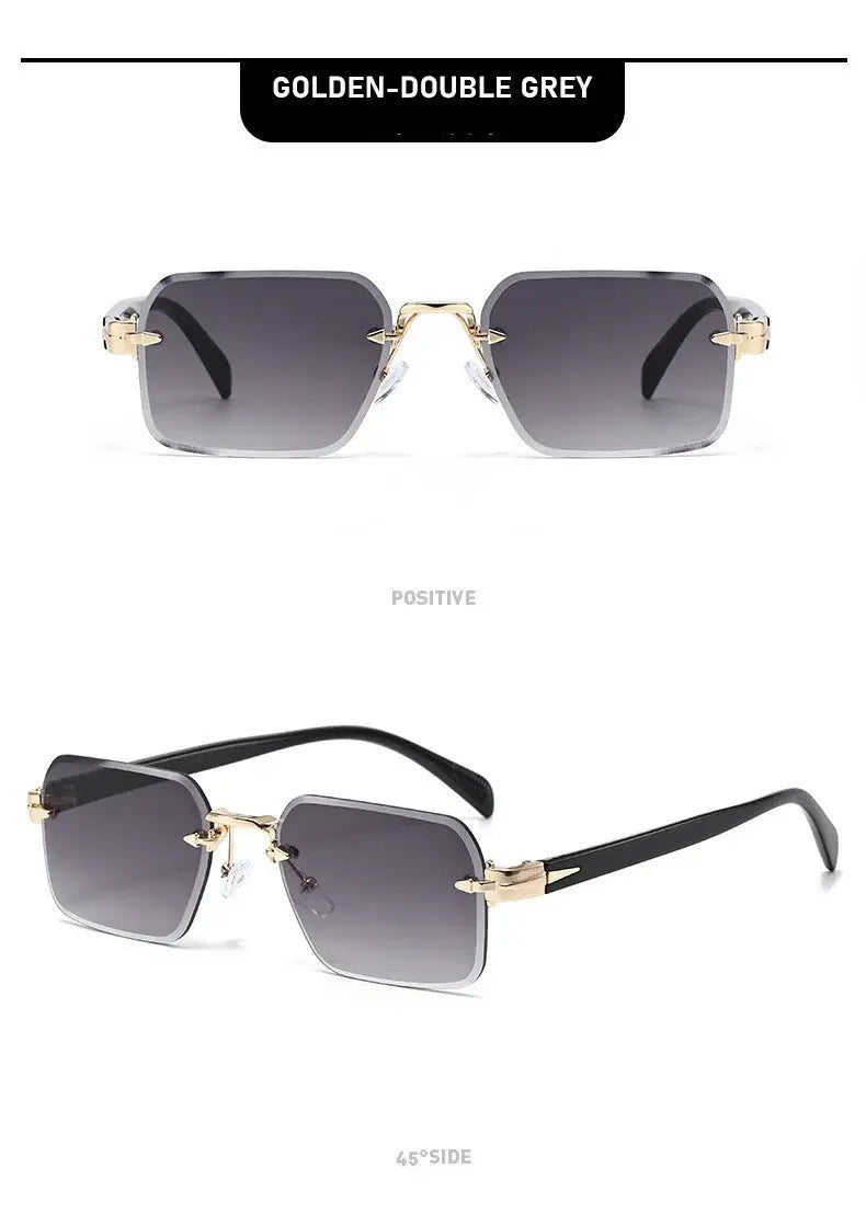 Luxury Rimless Sunglasses, Metal Hinge Exquisite Craftsmanship, Gradient Lenses Sun Protection Sunglasses 823 by AliShop