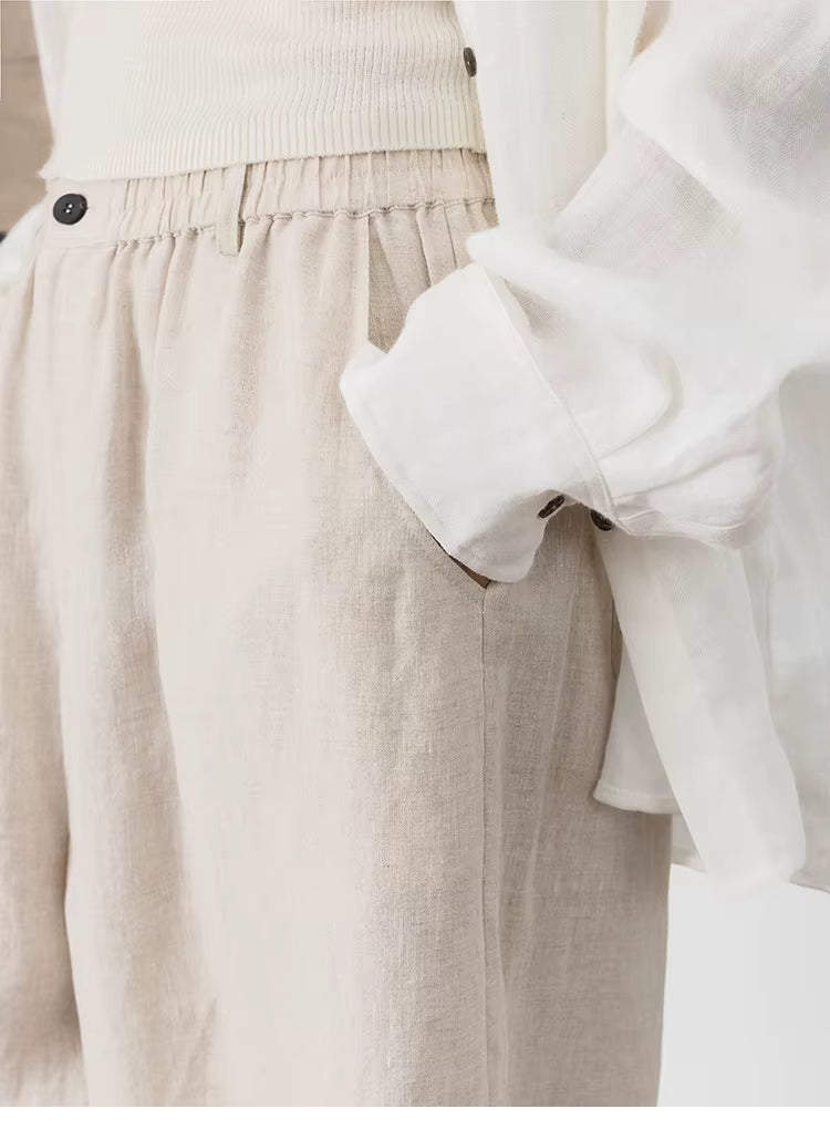 21 Count Ramie Elastic Waist Plus Size Casual Pants Loose Linen Women's Trousers 2026 Spring/Summer Women's Fashion by AliShop