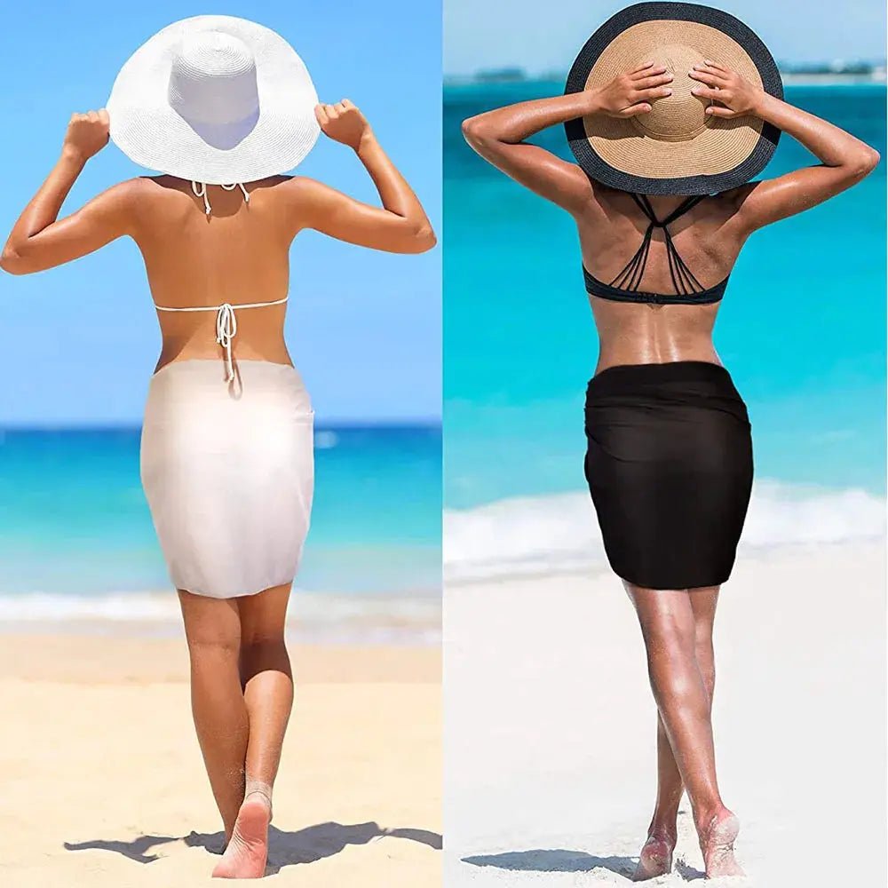 Swimsuit Coverups for Women Ruffle Hem Sarong Beach Bikini Wrap Sheer Short Skirt Chiffon Scarf for Swimwear by AliShop