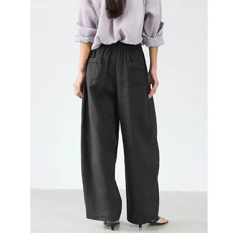 21 Count Ramie Elastic Waist Plus Size Casual Pants Loose Linen Women's Trousers 2026 Spring/Summer Women's Fashion by AliShop
