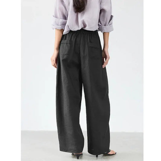 21 Count Ramie Elastic Waist Plus Size Casual Pants Loose Linen Women's Trousers 2026 Spring/Summer Women's Fashion by AliShop