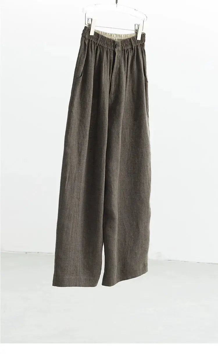 21 Count Ramie Elastic Waist Plus Size Casual Pants Loose Linen Women's Trousers 2026 Spring/Summer Women's Fashion by AliShop