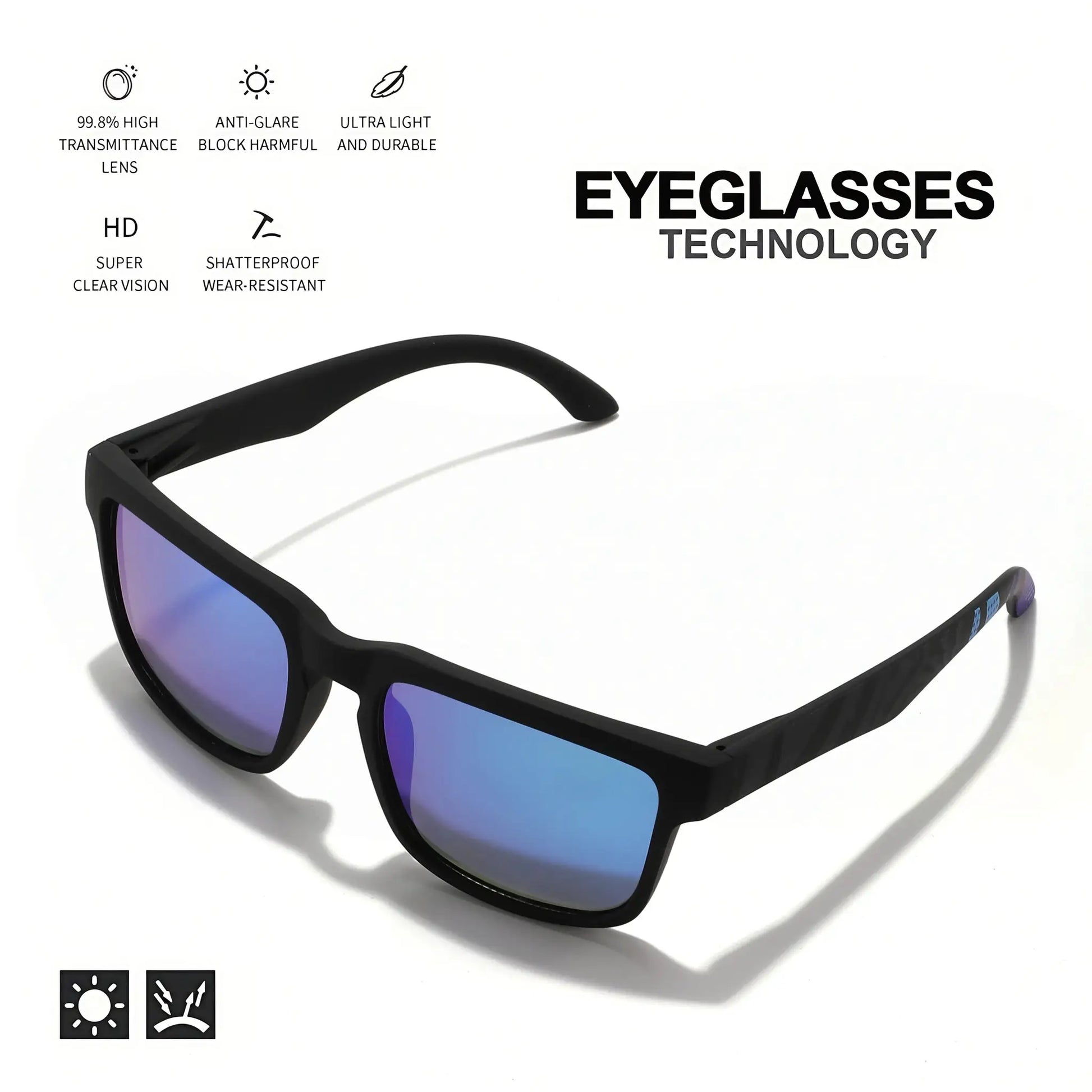 4PCS Square Sports Sunglasses with Designer Temple Pattern - UV400 for Men Women, Beach Vacation by AliShop