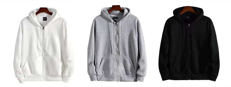 Zipper Hoodies Autumn Winter Men's New Long Sleeve Hooded Sweatshirt Fashion Casual Male Outfit Sportwear Loose Fit Clothes by AliShop