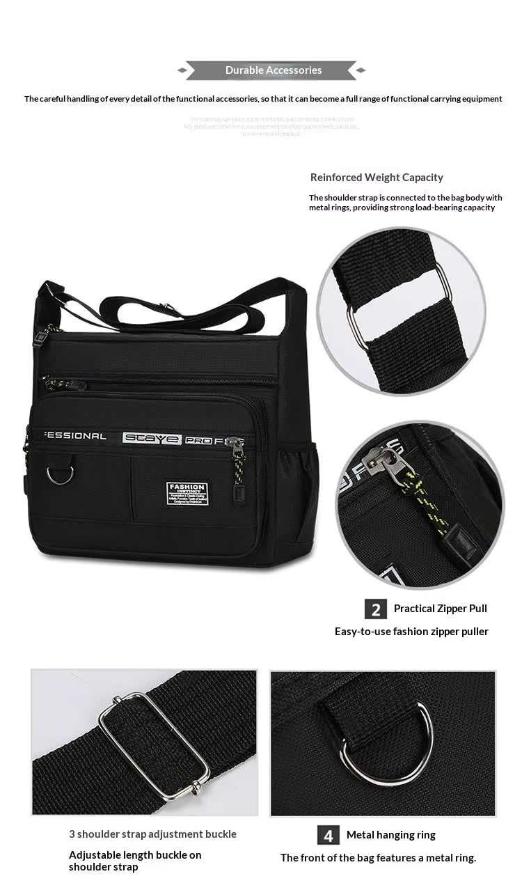 Design Oxford Shoulder Bag Large Capacity Men's Casual Multi-layer Pocket Fashion Single Shoulder Crossbody Luxury Messenger Bag by AliShop
