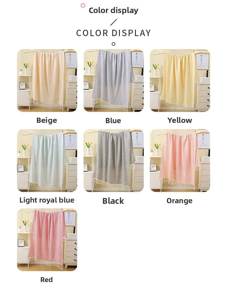 100x180CM Cotton Turkish Beach Towel Sauna Spa Gym Sports Fitness Fringed Bath Towel Shawl Scarf Sang Travel Blanket by AliShop