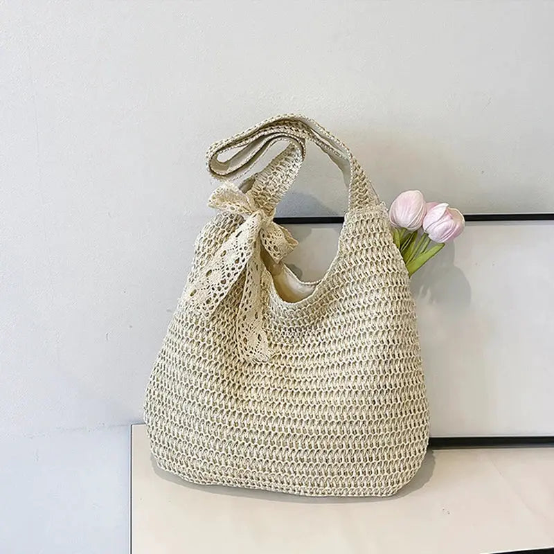 Fashion Rattan Women Shoulder Bags Woven Female Handbags Large Capacity Summer Beach Straw Bags Casual Tote Purses by AliShop
