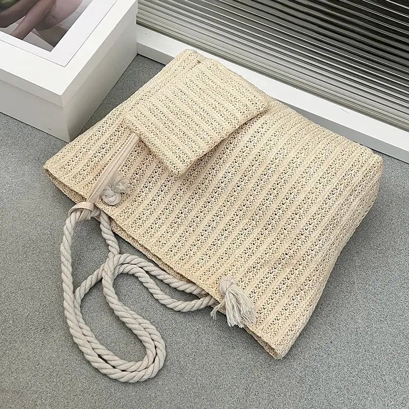 Fashion Large Capacity Straw Tote Bag Designer Women Handbags Handamde Woven Summer Beach Bag Casual Bali Big Purse by AliShop
