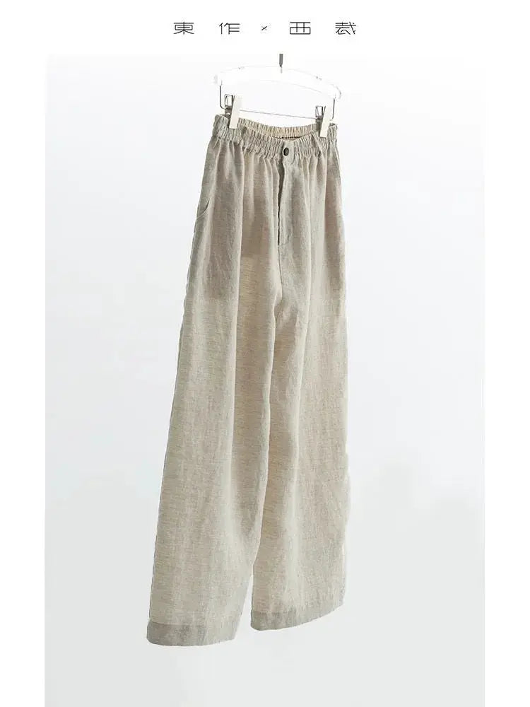 21 Count Ramie Elastic Waist Plus Size Casual Pants Loose Linen Women's Trousers 2026 Spring/Summer Women's Fashion by AliShop